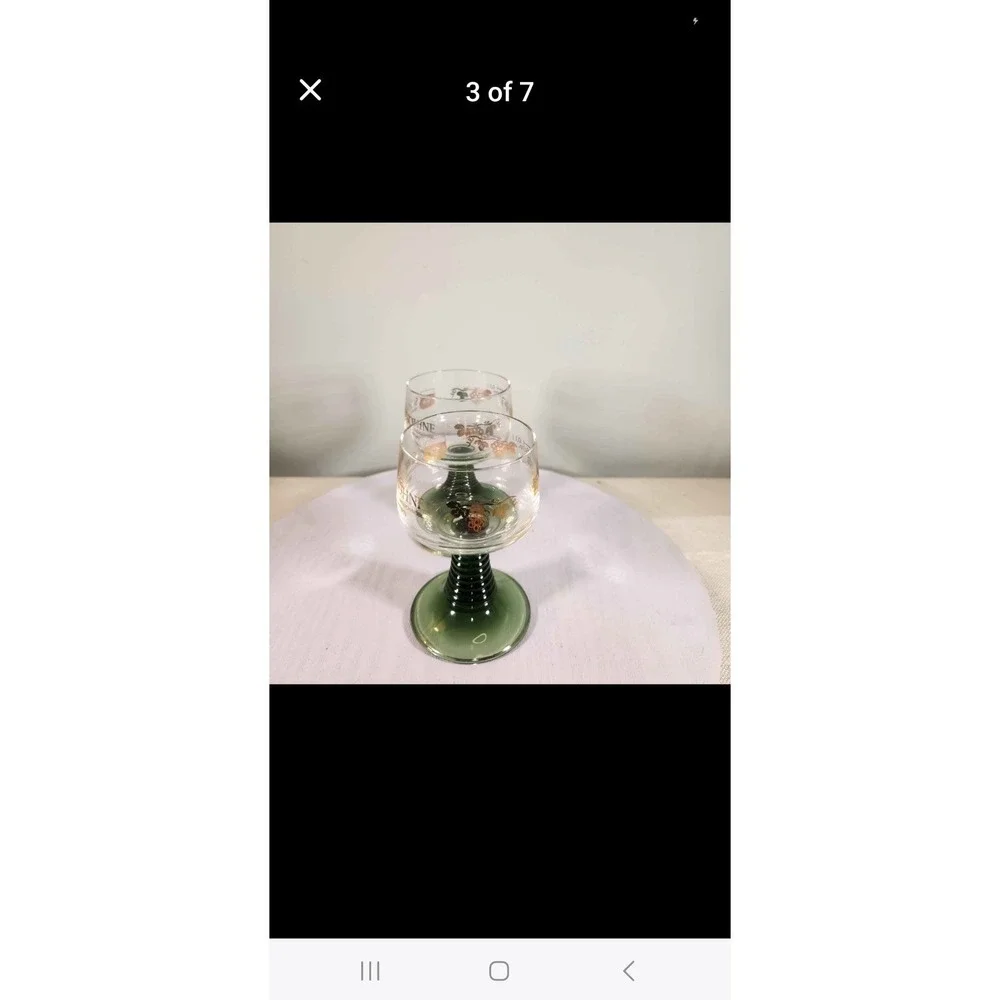 Vintage Set Of 2 Schmitt Sohne Green Beehive Stem German Wine Glasses